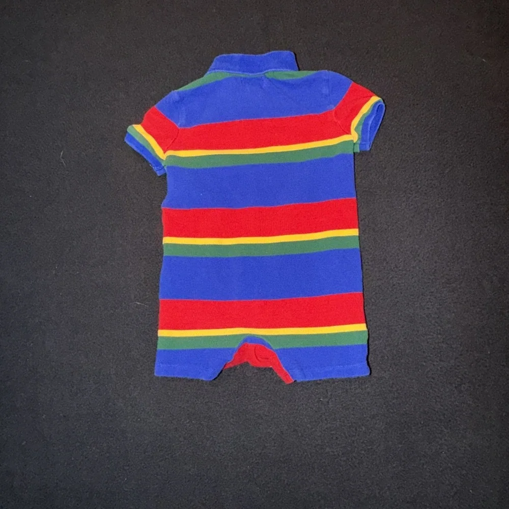 Ralph Lauren Baby 24 Months Polo Striped Romper With Snap Buttons